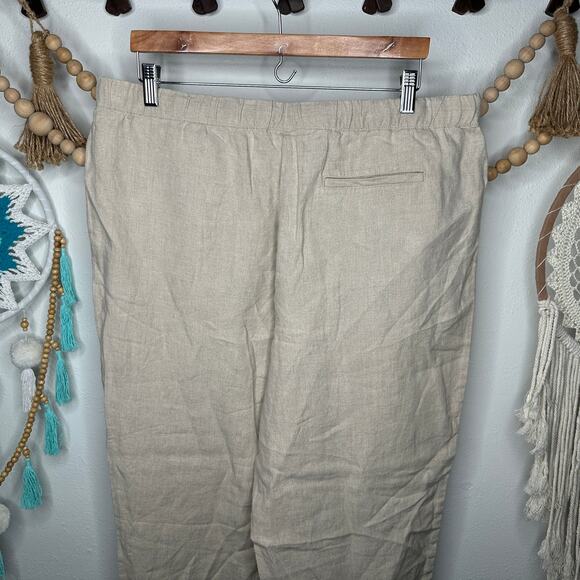 NEW J Jill Tan Linen Pull On Pants - Picture 3 of 7